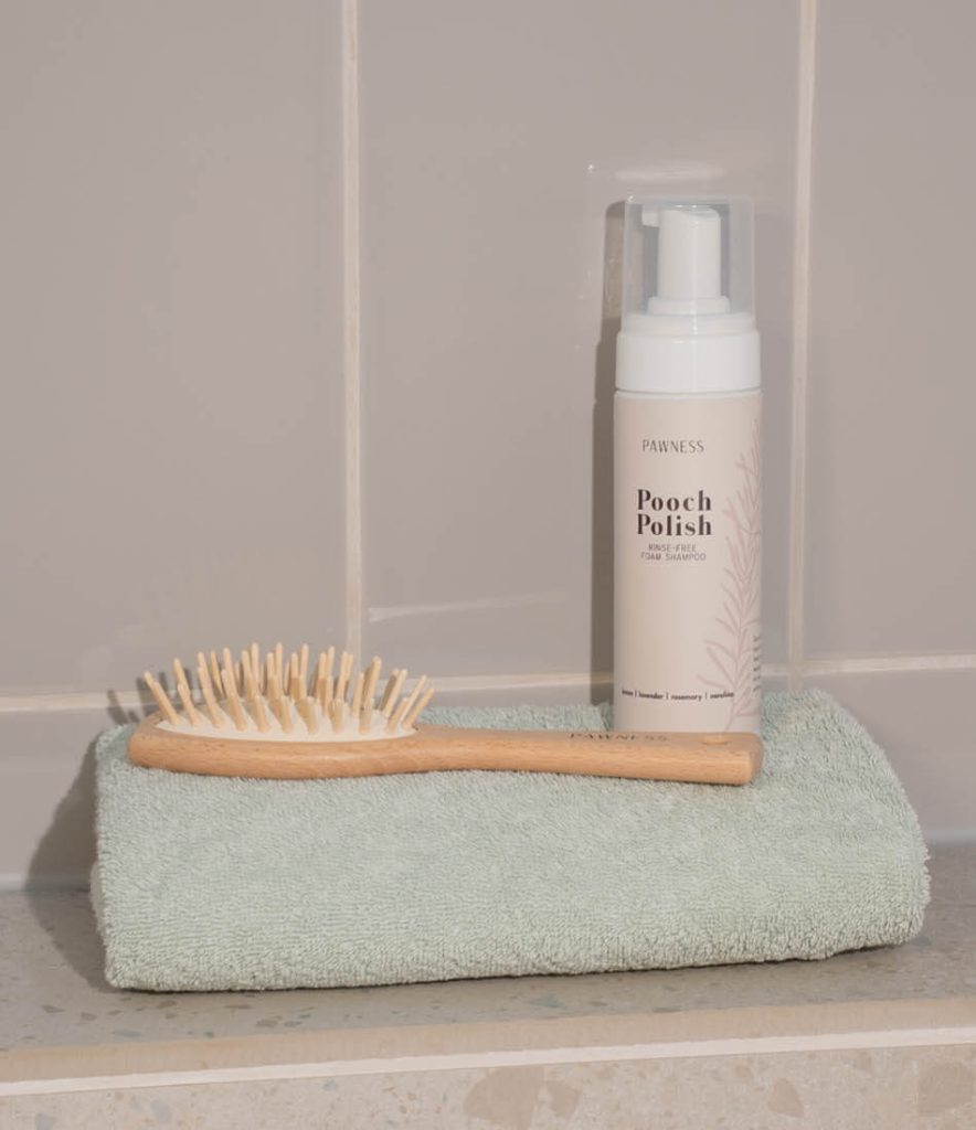 Waterloze hondenshampoo in badkamer